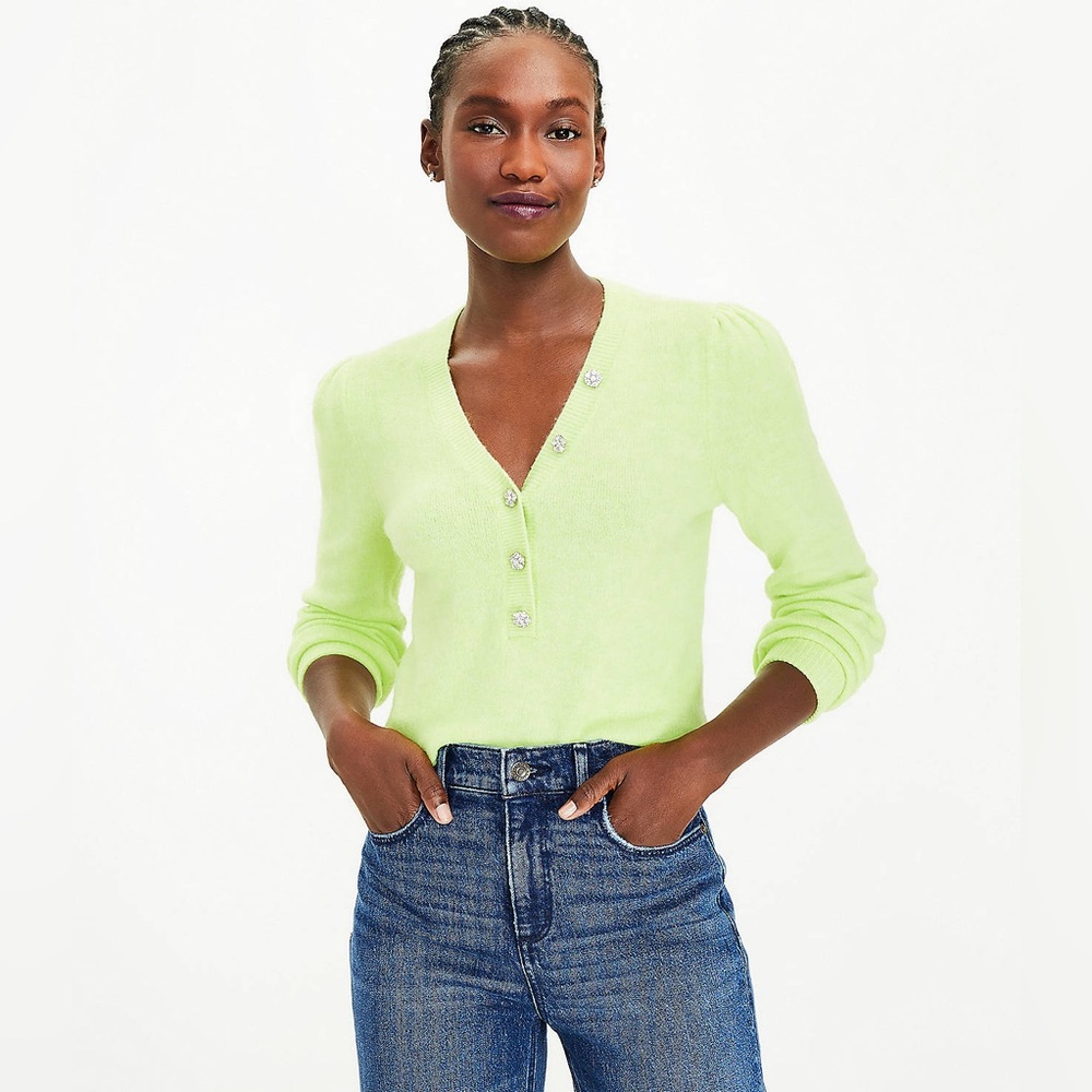 LOFT Neon Jeweled Button Henley
Sweater